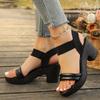 Women's Elastic Band Chunky Platform Sandals Black Wedge Heel Sandals for Women Summer Thick Bottom Non Slip Beach Shoes