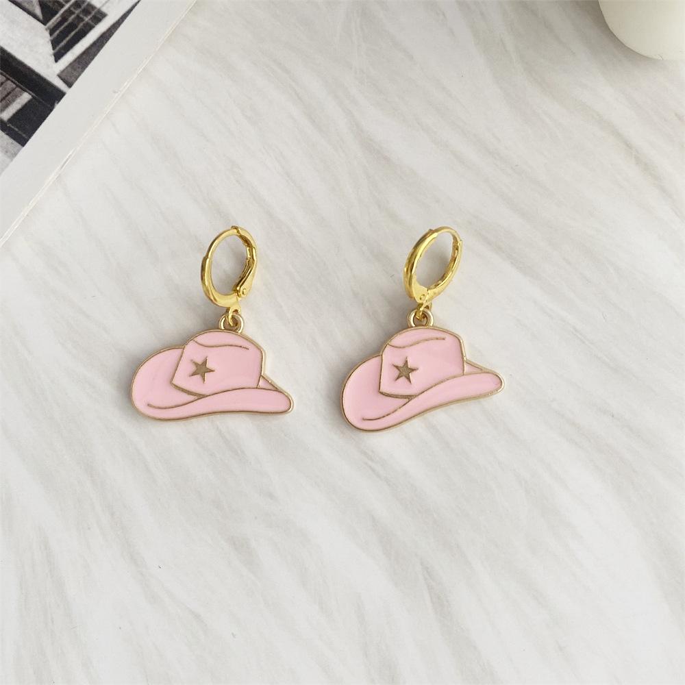 Pinkdudu Vintage Cowboy Hat Zinc Alloy Drop Earring Cute Glass Dripping Boots Hoop Earring Simple Trendy Earring PD2228
