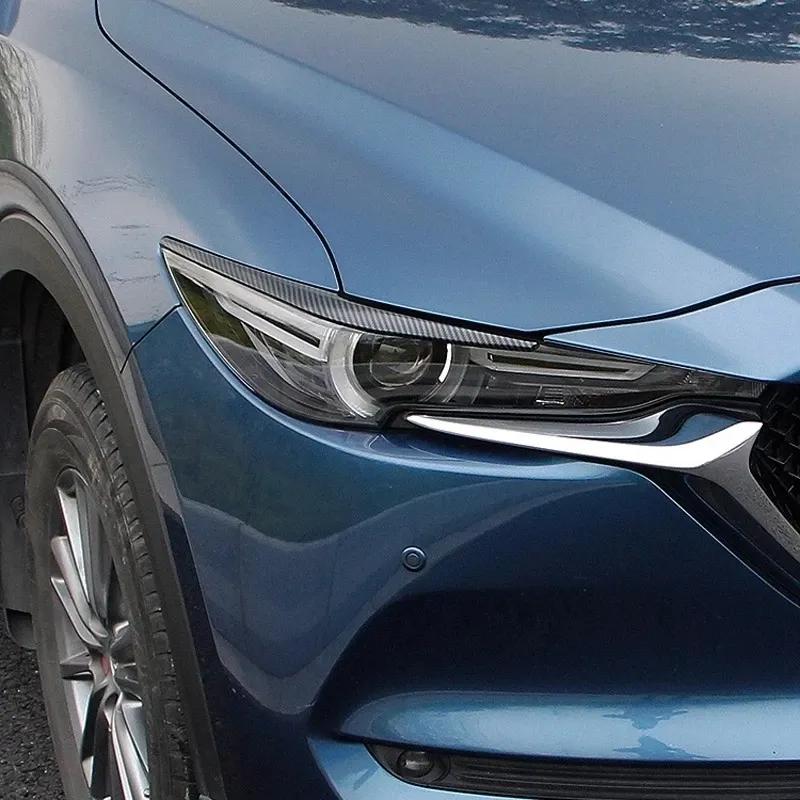 For Mazda Cx-5 Cx5 CX-8 CX8 2017-  Carbon Fiber Car Headlight Eyebrow Cover Trim Head Lamp Eyelid Exterior Accessories