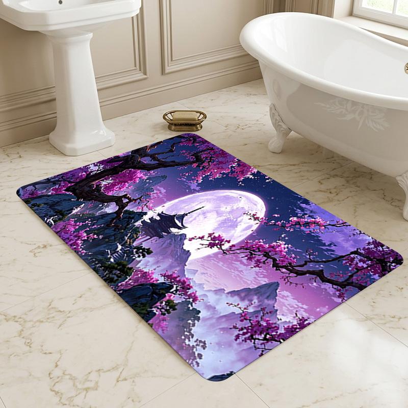 Cherry Blossom Moon Living Room Nonslip Area Rug Soft Carpet For Bedroom Game Playroom Sofa Office Home Decor Doormat Christmas Gift C9291134