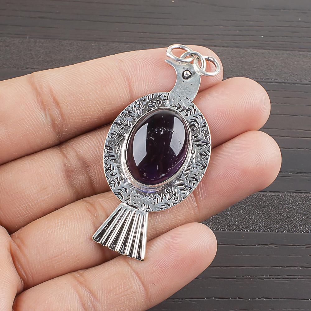 Natural African Amethyst Gemstone 925 Sterling Silver Jewelry  Pendant 2.16  AJP-2123