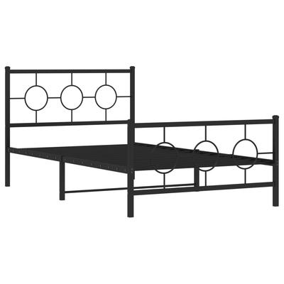 Metal Bed Frame with Headboard and Footboard Black 107 X 203 Cm