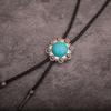 Turquoise Bolo Tie for Adult Unisex Vintage PU Leather Necktie Rope Necklace Jewelry Rodeos Tie Formal Event Collar Tie
