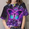 Summer Round Neck Butterfly Pattern 3D Print Top Fashionable Casual Short Sleeved Women's T-shirts