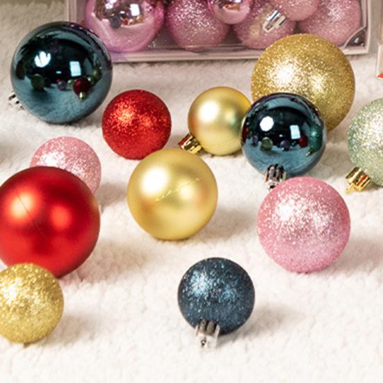 42Pcs 3/4/5cm Christmas Balls Set Glitter Surface Various Pattern Christmas Balls Shatterproof Home Reusable Ornaments