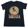Koszulka Nirvana z Uśmiechniętą Twarzą Rozmiar Dorosły Średni Czarny Styl Vintage Duże Logo