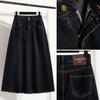 Dimanaf 2025 Plus Size Summer Elastic Denim Hole Skirts Women A-Line Fashion Loose Skirt High Waist Vintage