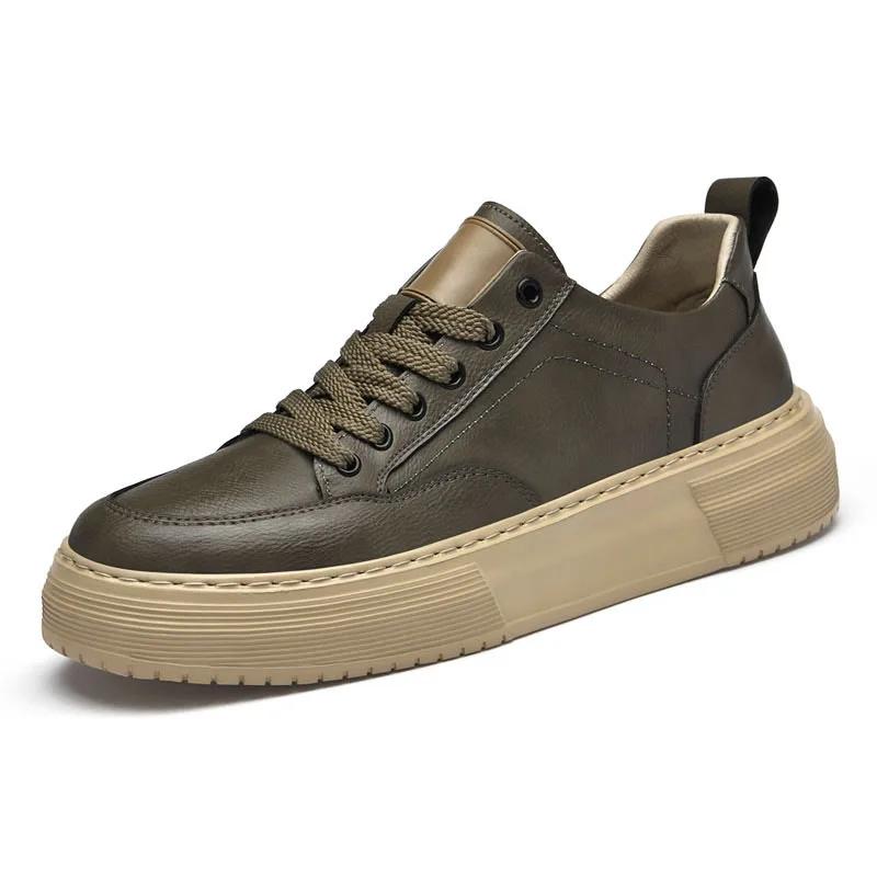 Fashion Luxury Brand Genuine Leather Casual Shoes Outdoor Men's Oxford Shoes Thick Bottom Male Vulcanize Shoes Soft Skateboard Footwear