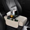2 Cup Holder Car Armrest Storage Box Nappa Leather Arm Rest Heightening Pillow SUVs