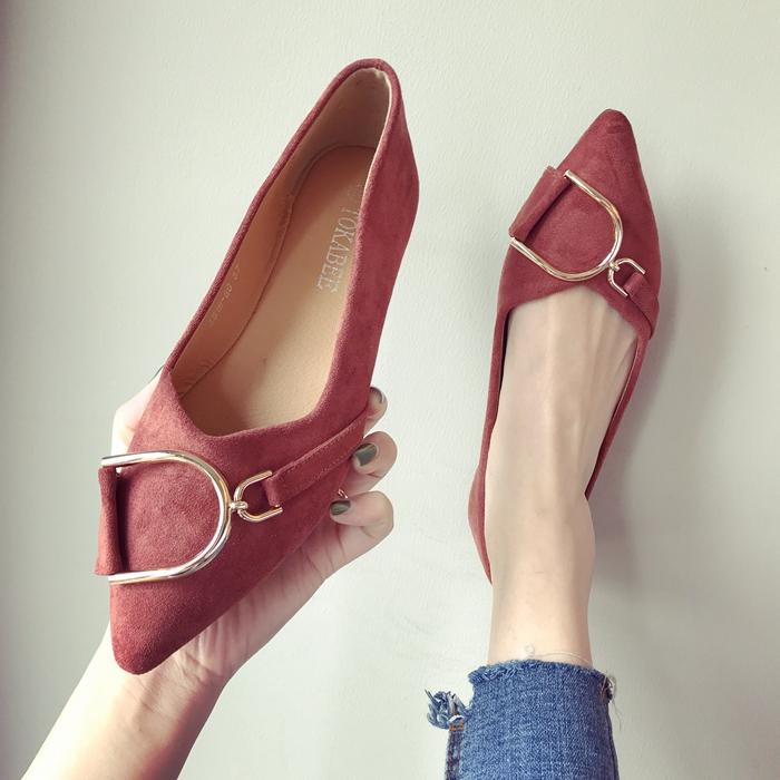 Fashion Flat Shoes Women's New Fashion Summer Autumn New Suede Surface Shallow Mouth Pointed Toe Large Size Women's Shoes
