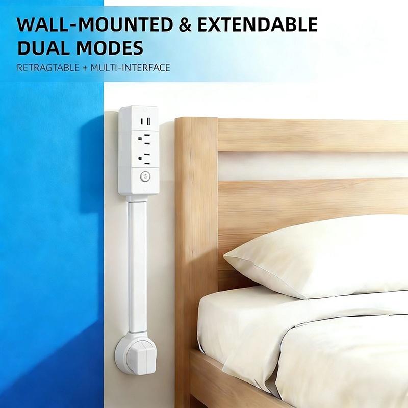 Us Electrical Wall Plug Rotates Electrical Outlet Extender Adjustable Length With Switch Nightstand Power Outlets Power Socket