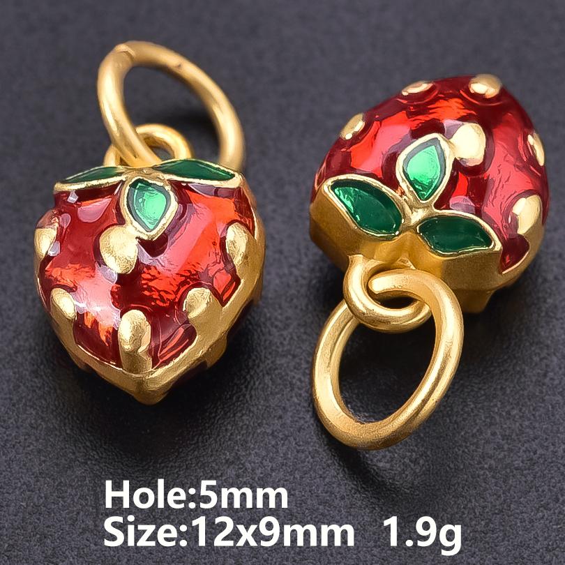 10pcs Cute Strawberry Pendant Charm Enamel Charms For Jewelry Making Supplies Fruit Accessories Handmade Materials DIY Breloque