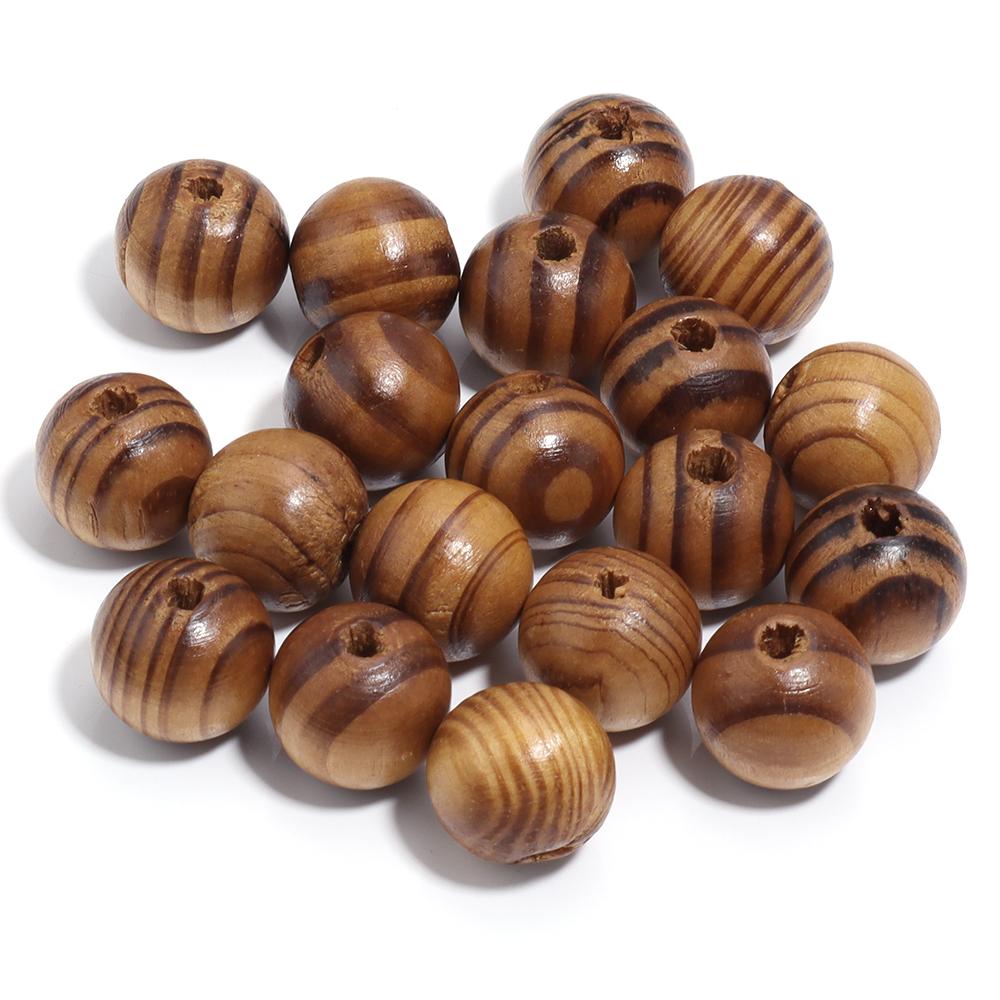 20-300pcs/Lot Natural Pine Wood Beads Round Stripe Spacer Ball Bead for DIY Bracelet Necklace Jewelry Making Accessories