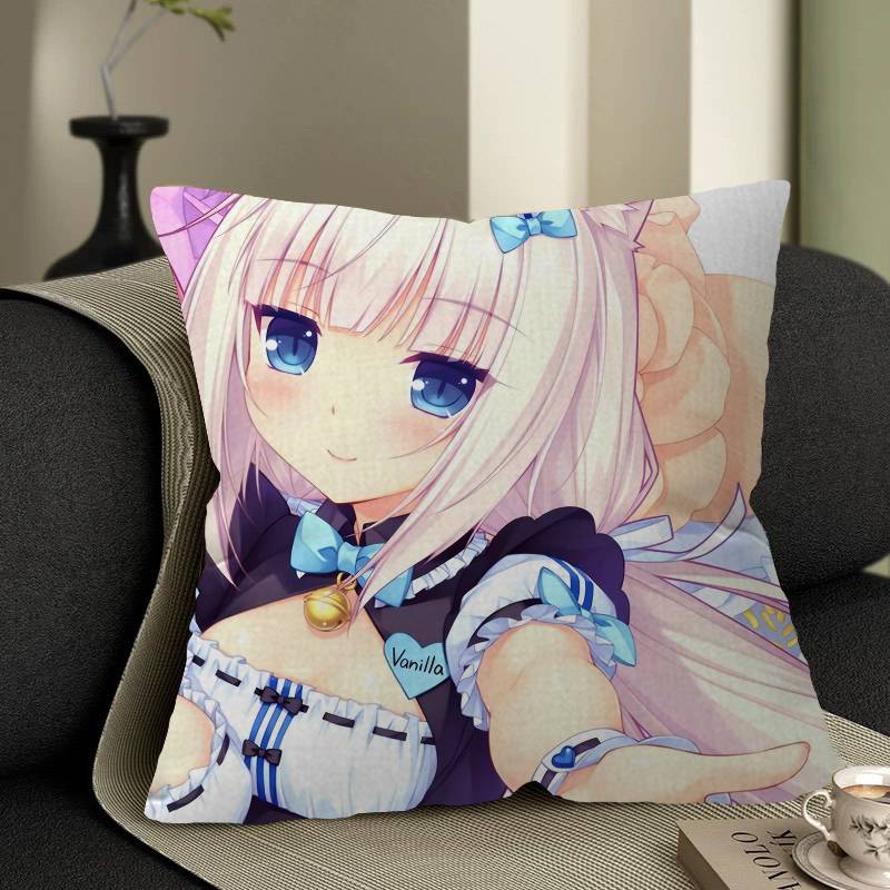 

Nekopara Cat Girl Stitch Lucky Dragon Pillow Cover Sofa Cushion Cover Home Room Decoration Children Gift 12x12Inch