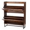 Shoe Cabinet with 2 Flip Drawers, Farmhouse Shoes Storage Cabinet with Metal Legs and Anti-Tipping Device, Freestanding Shoe Organizer Ideal for
