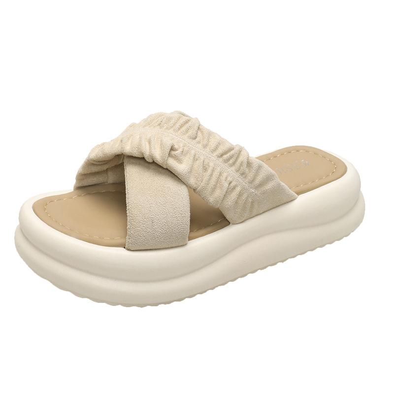 

Элегантные сандалии Niche Cross Strap, тапочки, женские летние темпераментные милые тапочки с толстой подошвой, женские модные летние дышащие туфли 40