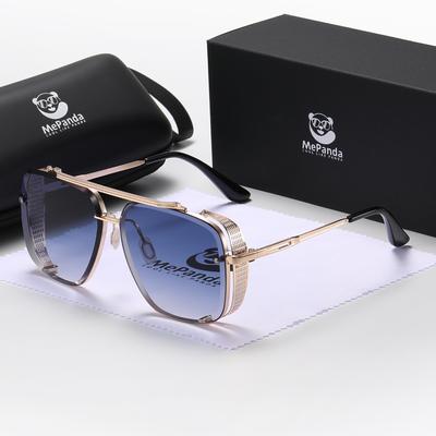 MePanda Unisex occhiali da sole quadrati in metallo a doppia trave retrò alla moda, UV400