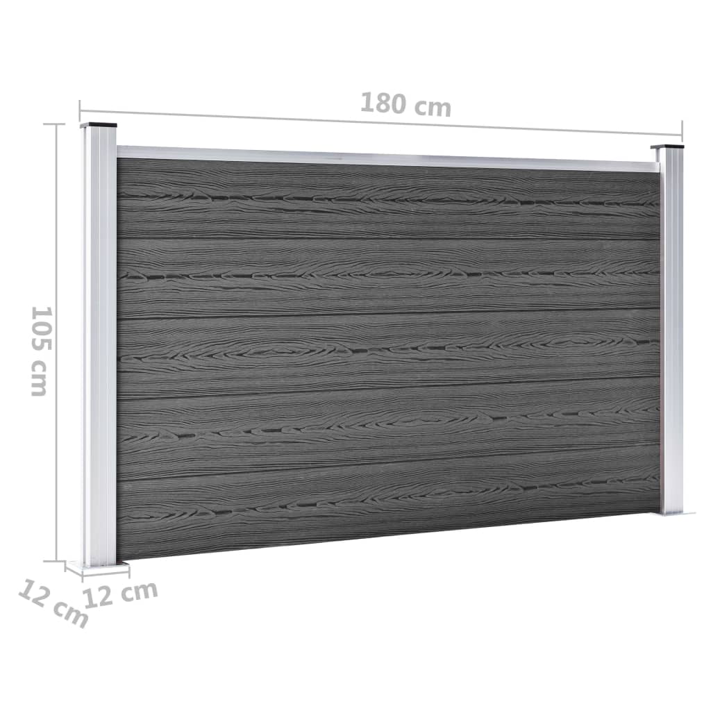 WPC Fence Panel Set 353 X 105 Cm Black