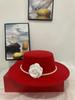 Hat Female Elegant British Top Hat Female Hepburn Style French Pearl Chain Flower Wool Flat Top Felt Hat Self-operated