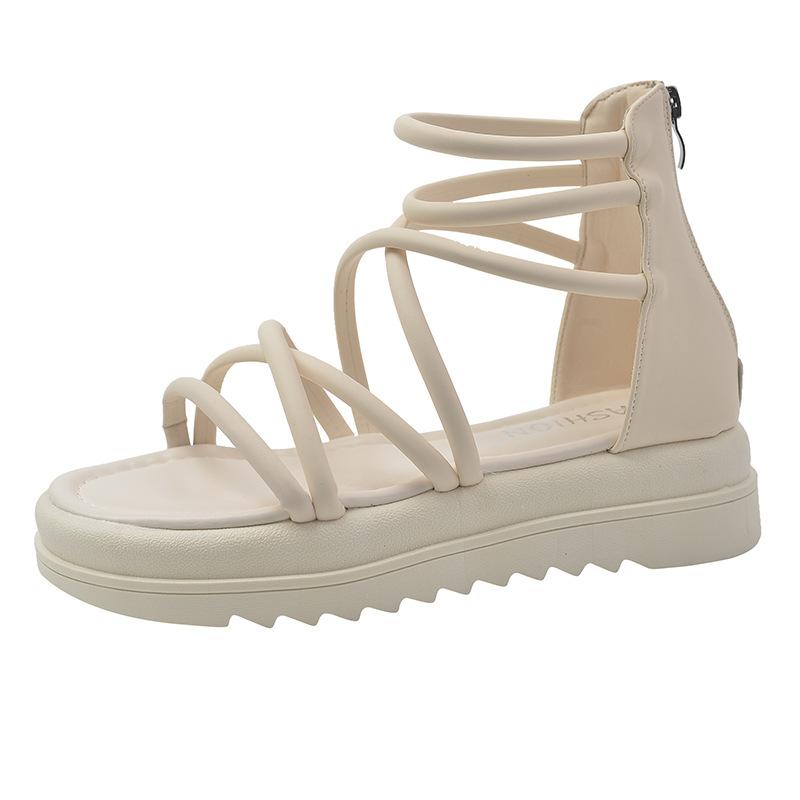 

Маленькие туфли в стиле колледжа в римском стиле летом 2024 года, новая круглая верхняя одежда с толстой подошвой, сандалии Mori в корейском стиле 35