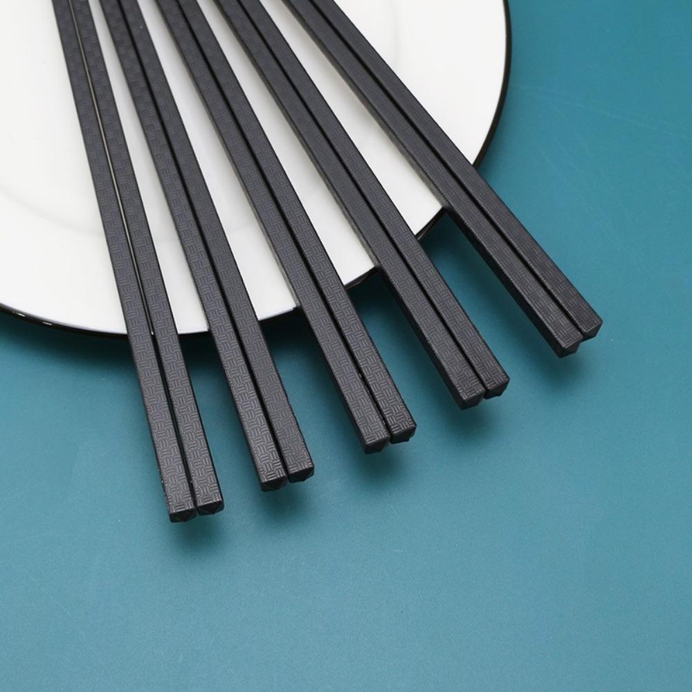 

5 пар Палочки для еды из пищевого сплава, черные, набор кухонной посуды, ресторан