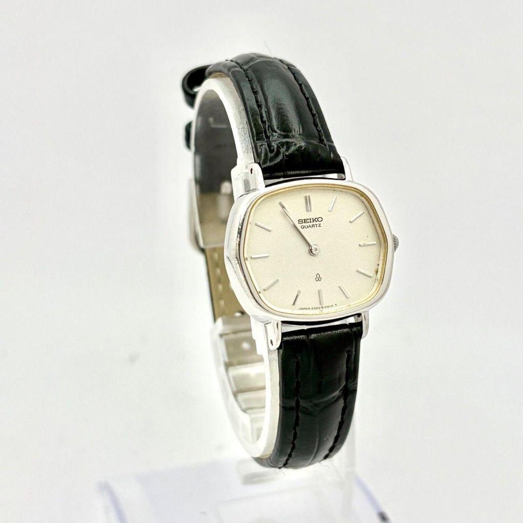 Used [New Battery] SEIKO Ladies Watch Silver Square 2320-5270 931410 New Belt