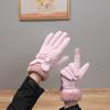 Warm Gloves for Women's Cold and Windproof Cute Bows Outdoor Riding Thickened Velvet Touch Screen Autumn and Winter Gloves