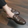 Luxury Designer Brand Mens Iron Clasp Crocodile Pattern Loafers Slippers for Male Half Shoes for Men Casual Shoes Slip On Flats