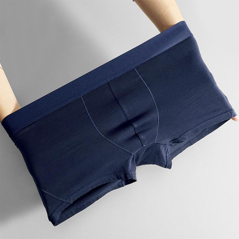 Men's Large Size Boxer Solid Color Mid-Rise Cotton Anti-Abrasion Boxer High Stretch Panties