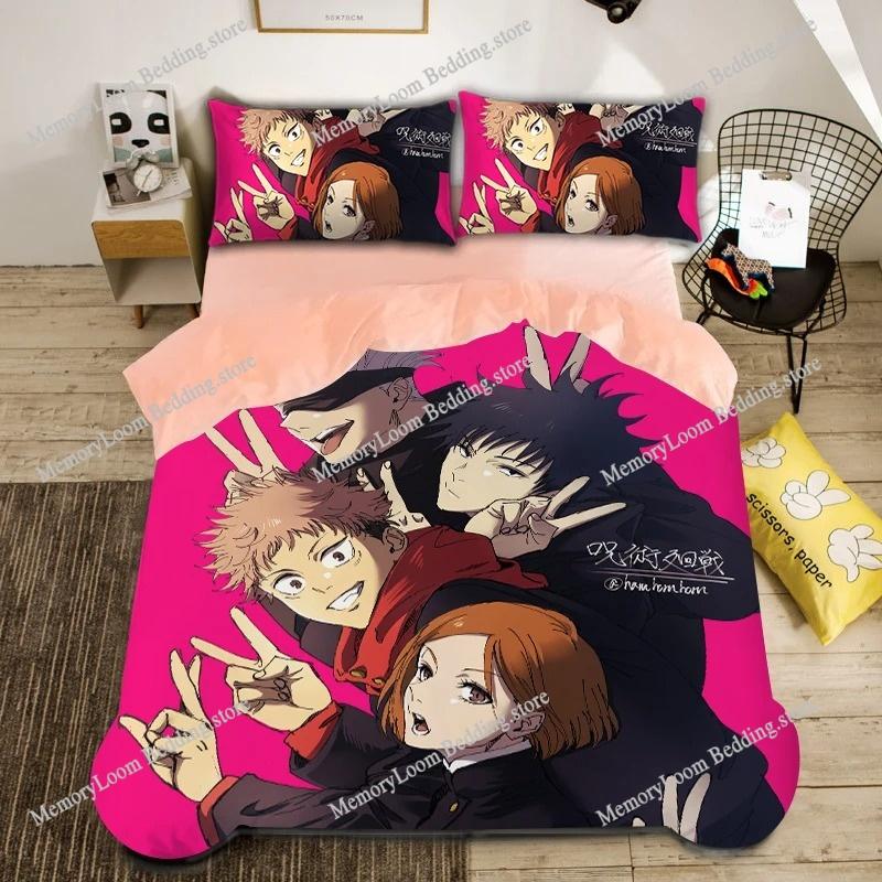 Fashion Vibrant 3D Print Anime Jujutsu Kaisen Bedding Set Single-Twin-Full-Queen-King Size Adult Kid Bedroom Stylish Duvet Cover
