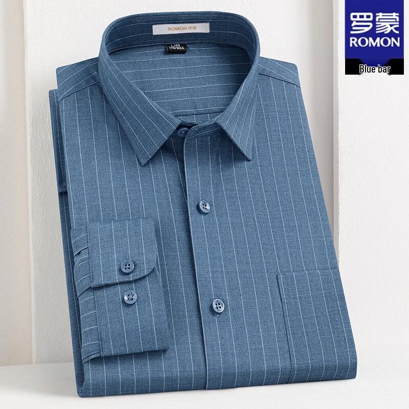 ROMON Men's Wool Blend Business Casual Long Sleeve Shirt