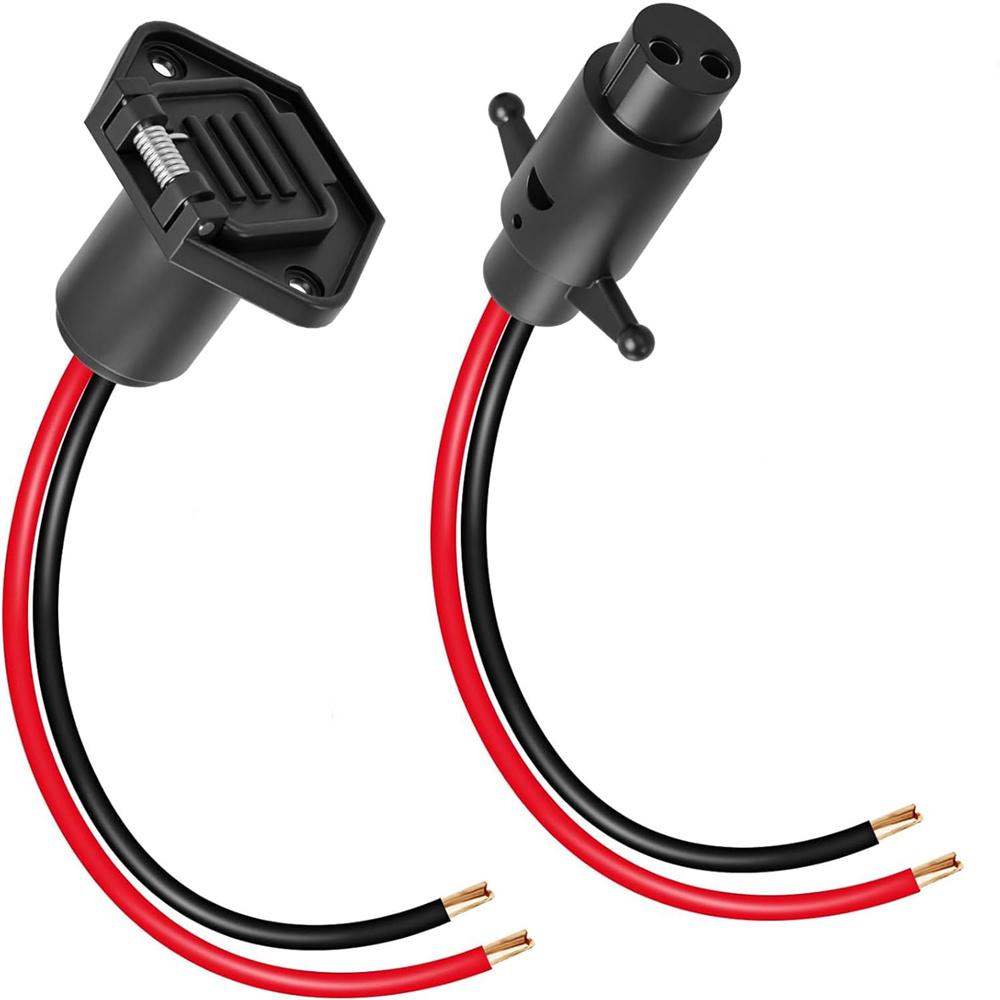 50A Trolling Motor Plug Socket with 8 AWG Wire For 2 Wire 12V 24V Boat Marine