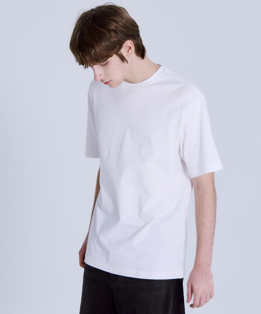 BASIC HOUSE Uni Relaxed Fit Round Neck Short Sleeve T-Shirt White Lats0105 (Type B)