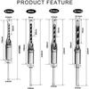 1/4” 5/16” 3/8” 1/2” 4PCS/Set Woodworking Square Drill Bit Wood Mortising Chisel Countersink Drill Bits Hole Saw Power Tool Kit