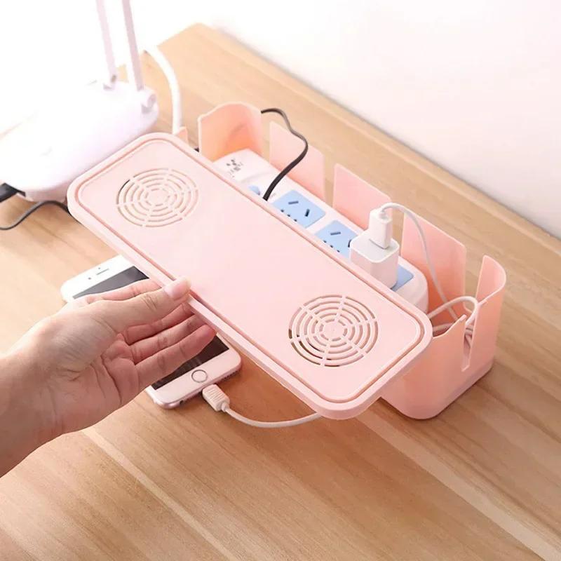 Plug Extension Charge Case Bin Socket Bar Cable Holder Cord Outlet Boxes Office Home Power Board Storage Desktop Strip Organizer