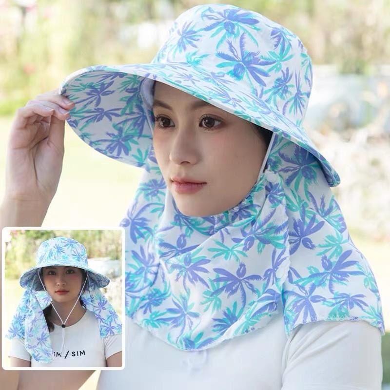 Summer Sun Protection Cap With Wide Brim Cotton Breathable For Outdoor Work And Cycling