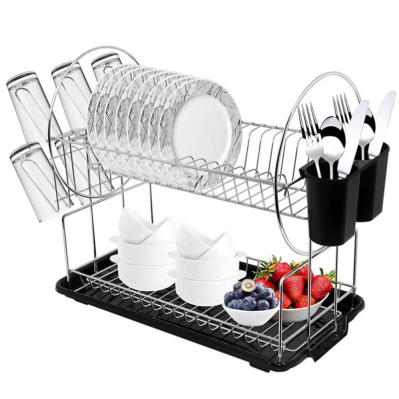 Nordic Style Double-Layer Foldable Dish Drying Rack