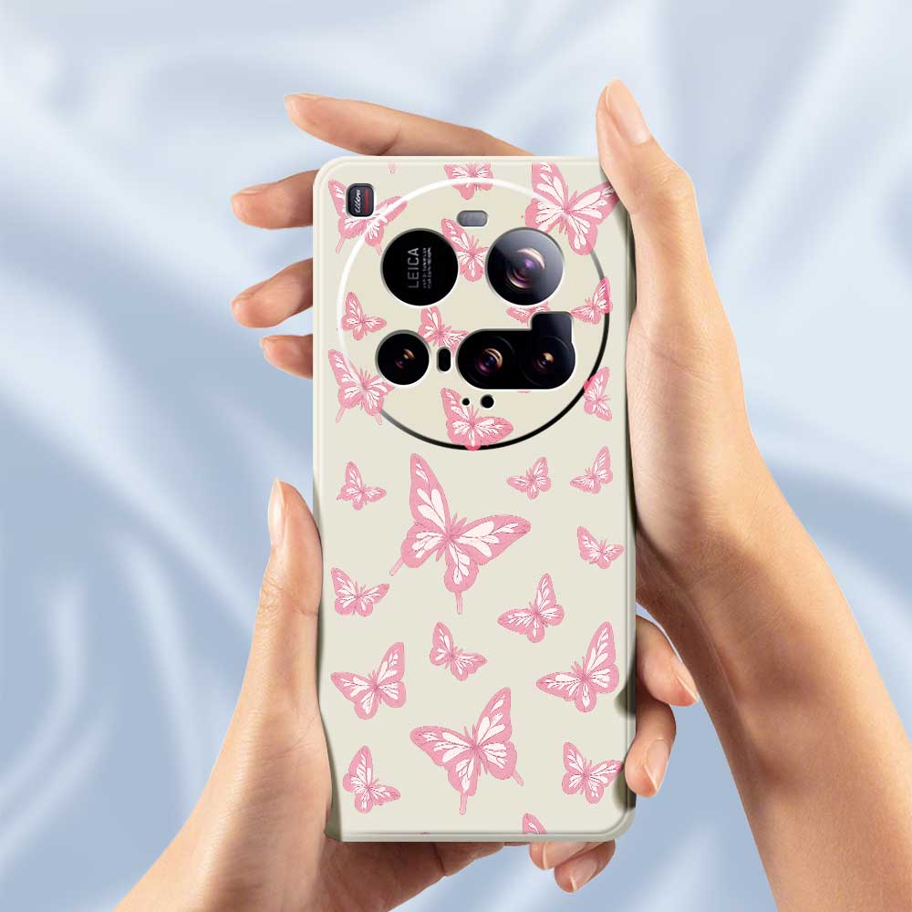 For Xiaomi 15 Ultra Case Pink Butterflies Pattern Printing Straight Edge TPU Phone Back Cover