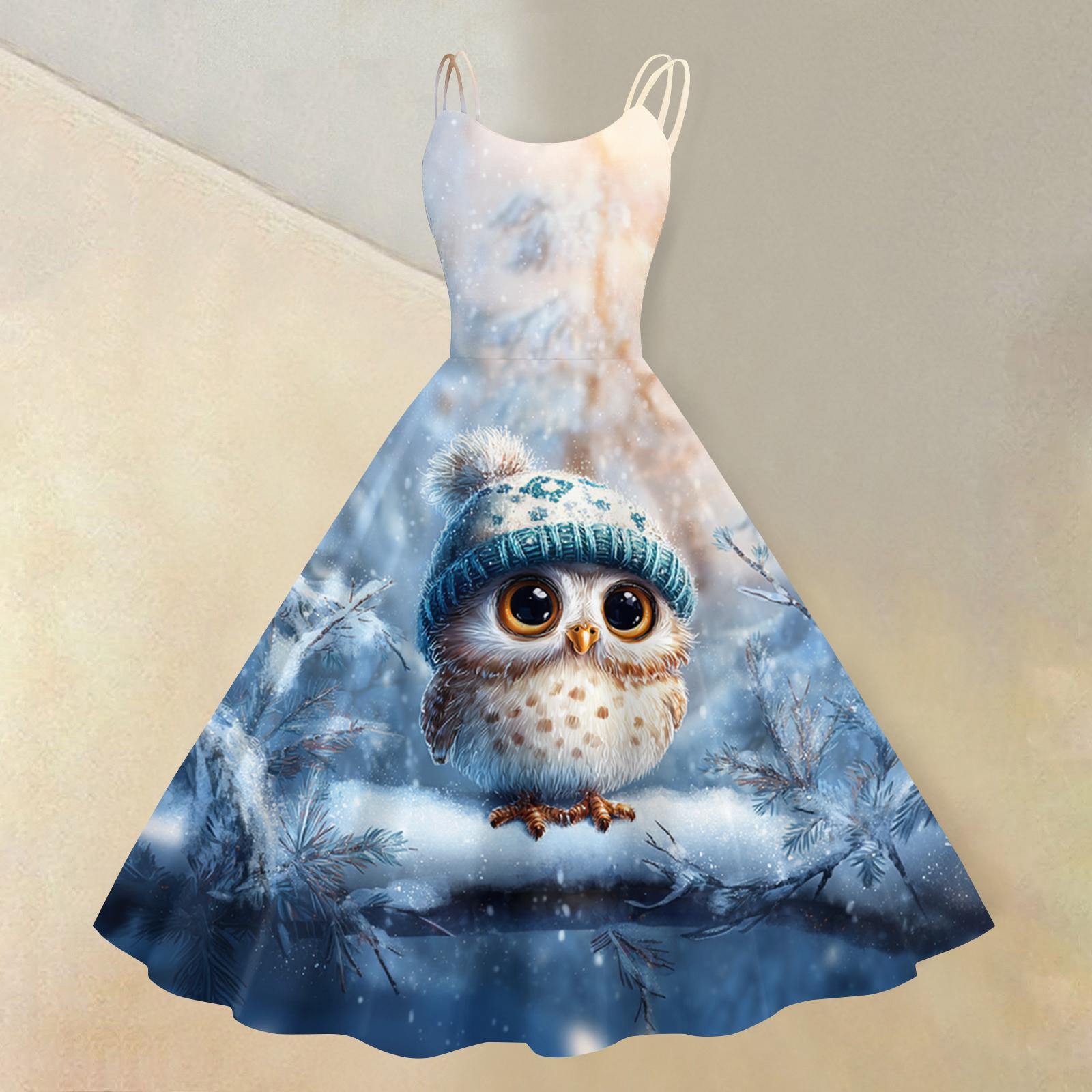 

Women s Christmas Print Sexy Off-the-Shoulder Punk Retro Dress L