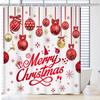 Merry Christmas Shower Curtain, New Year Winter Bathroom Curtain, Christmas Tree Shower Curtain With Red Stars Snowflake
