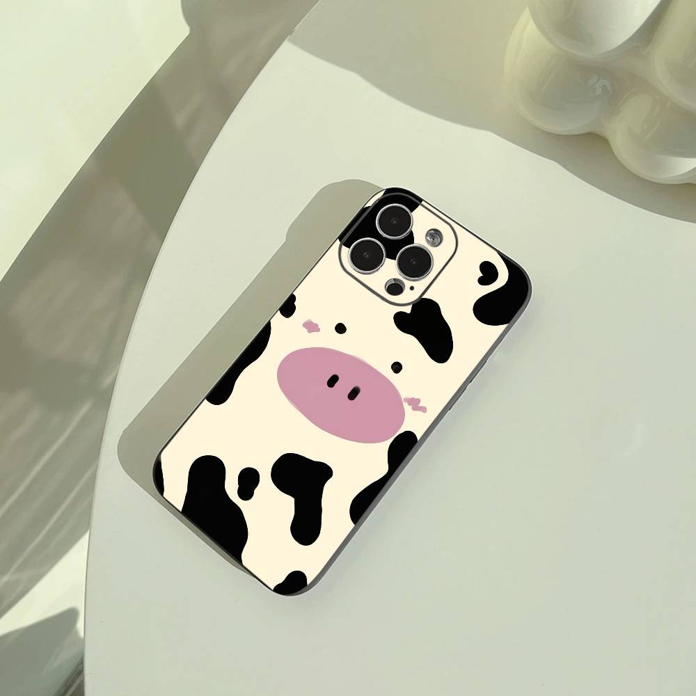Cute and funny cow  Phone Case For iPhone 17,16,15,14,13,12,11 Pro Max,16Plus,XS Soft Black Cover