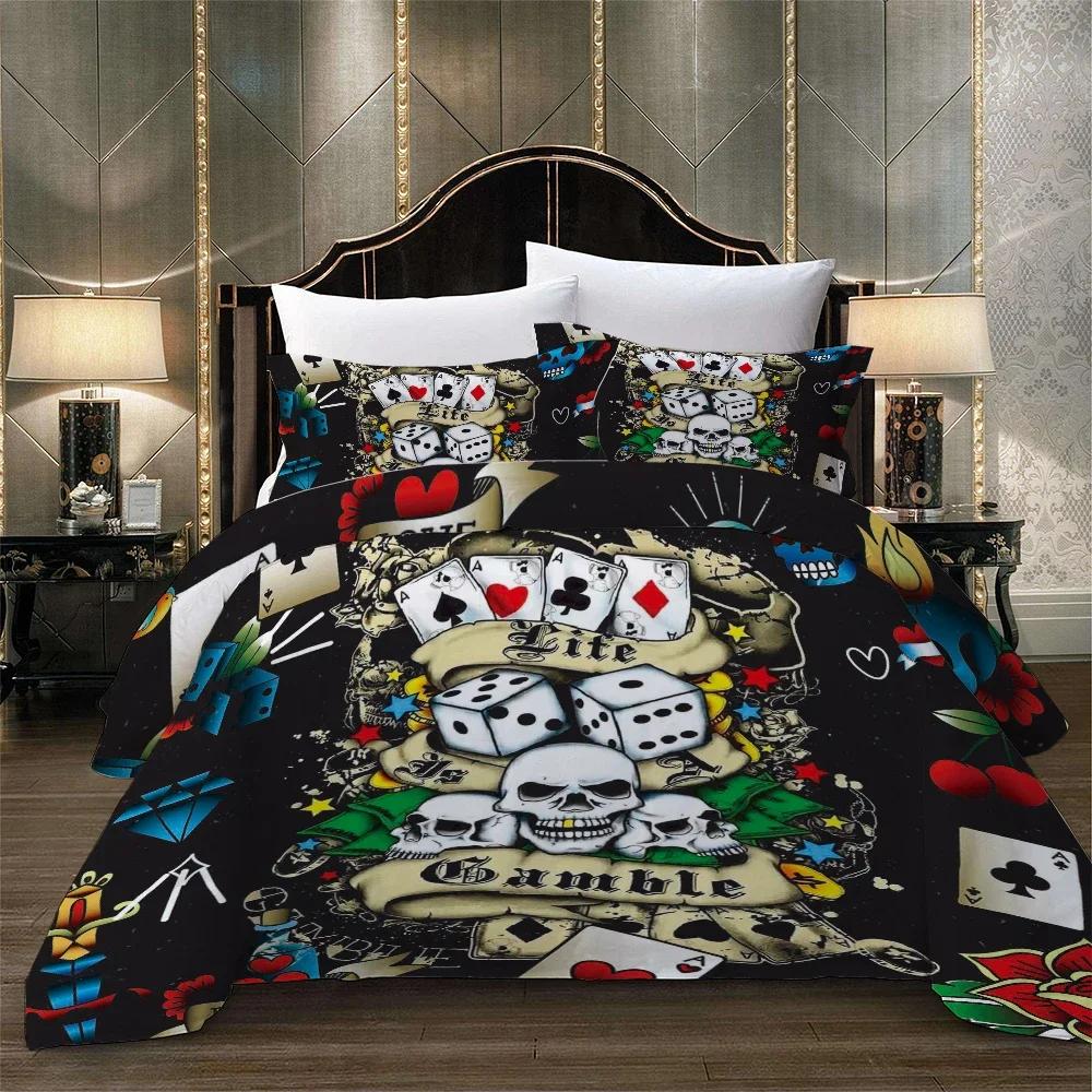 

Skulls Quilt Cover 2-3Pcs/Set Duvet Cover King Size Luxury Bedding Ropa De Cama 3D Beddengoed Winter Bedclothes Usa Eu Au Bed EU Single(135*200cm)3pcs