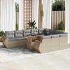VidaXL Garden Lounge Set 11 Pcs with Beige Cushions Wicker 3326710