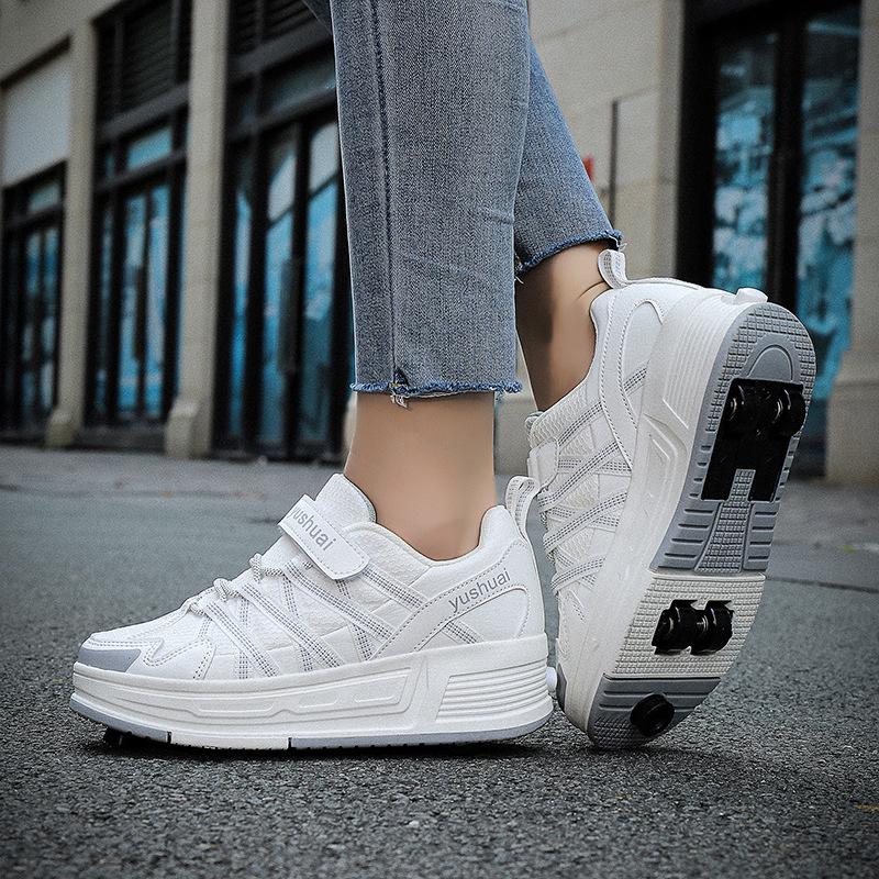 New Retractable Four-Wheel Roller Skates for Adults & Students - Double Wheel Flying Shoes for Men & Women