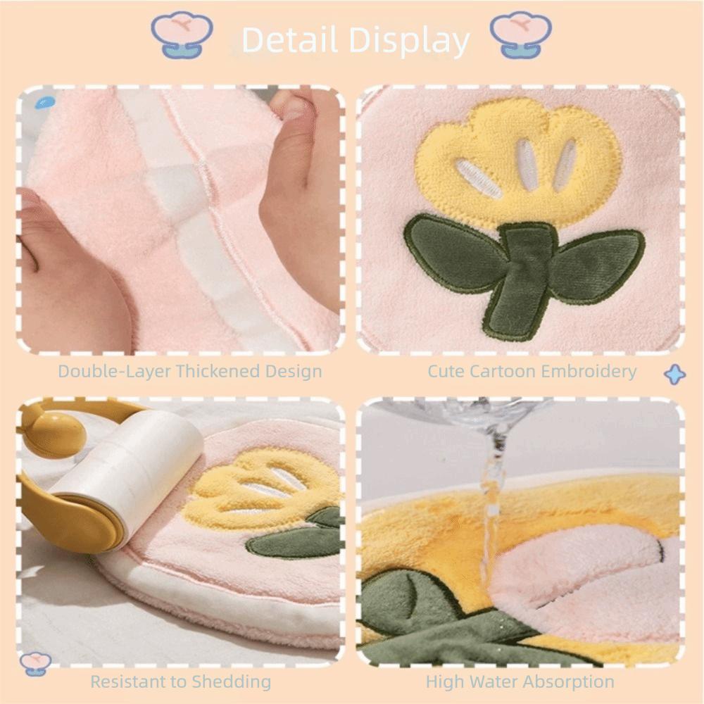 Fashion Tulip Hand Towel Coral Velvet Cartoon Hanging Towel Microfiber Absorbent Kitchen Cleaning Towel Household