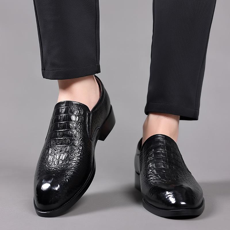 Noua pantofi casual din piele pentru afaceri Pantofi pentru bărbați, din piele, cu model de crocodil, pantofi pentru bărbați în relief, pantofi de nuntă