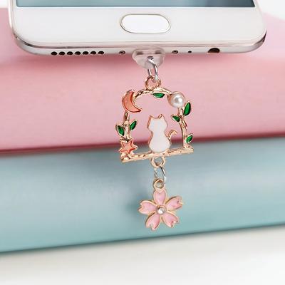1pc Flower & Cat Decor Dust Plug,Beautiful Mobile Phone Accessories, Mobile Phone Decorations,Perfect Gift for Someone