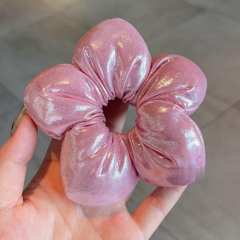 Sweet Gentle Women Tulip Flowers Ribbons Hair Scrunchies Fairy Bowknot Streamers Hair Ribbons Ponytail Holder Hair Accessories