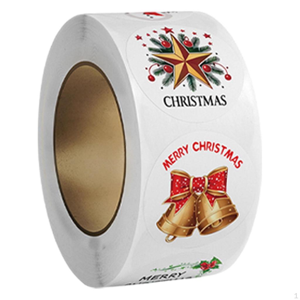 500Pcs Christmas Stickers Roll Envelope Seals Round Decorative Labels Gift Sealing for