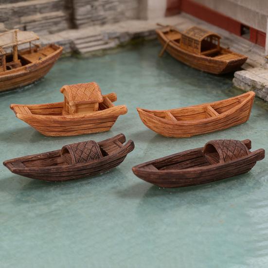 2 Pcs Miniature Boat Figurines for Fairy Garden Accessories, Resin Mini Ship Models for DIY Micro Landscape, Sand Tray, Terrarium, Bonsai Ornament